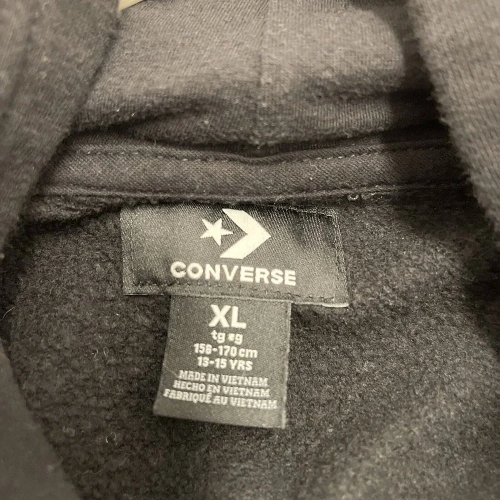 Converse Crop Hoodie Girls XLarge 13-15 Youth Sweatshirt‎ Black Rainbow Colorful